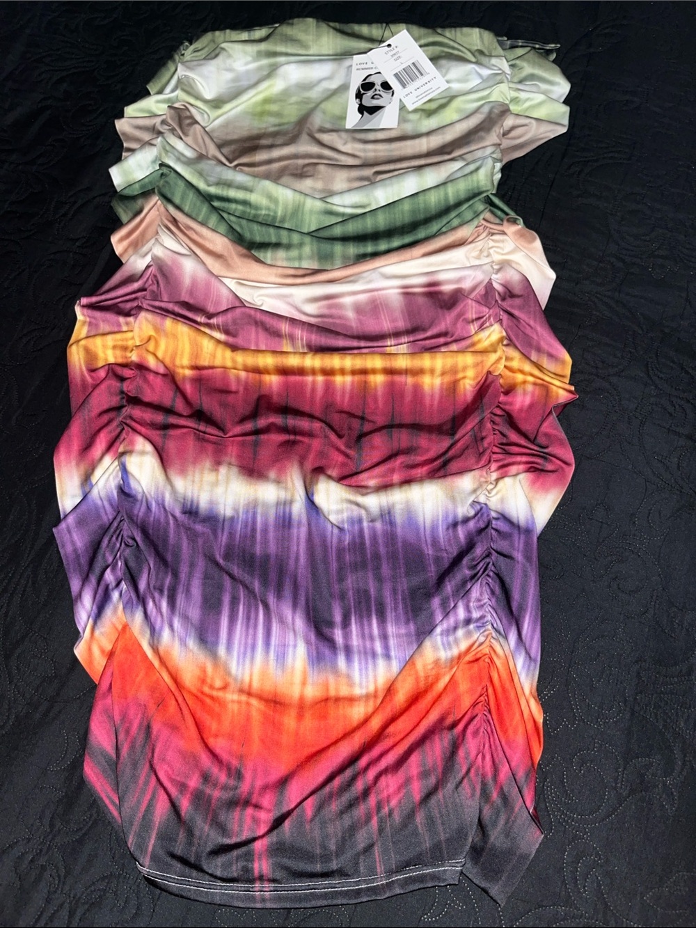 Strapless Ombre Ruched Bodycon Dress - Multi